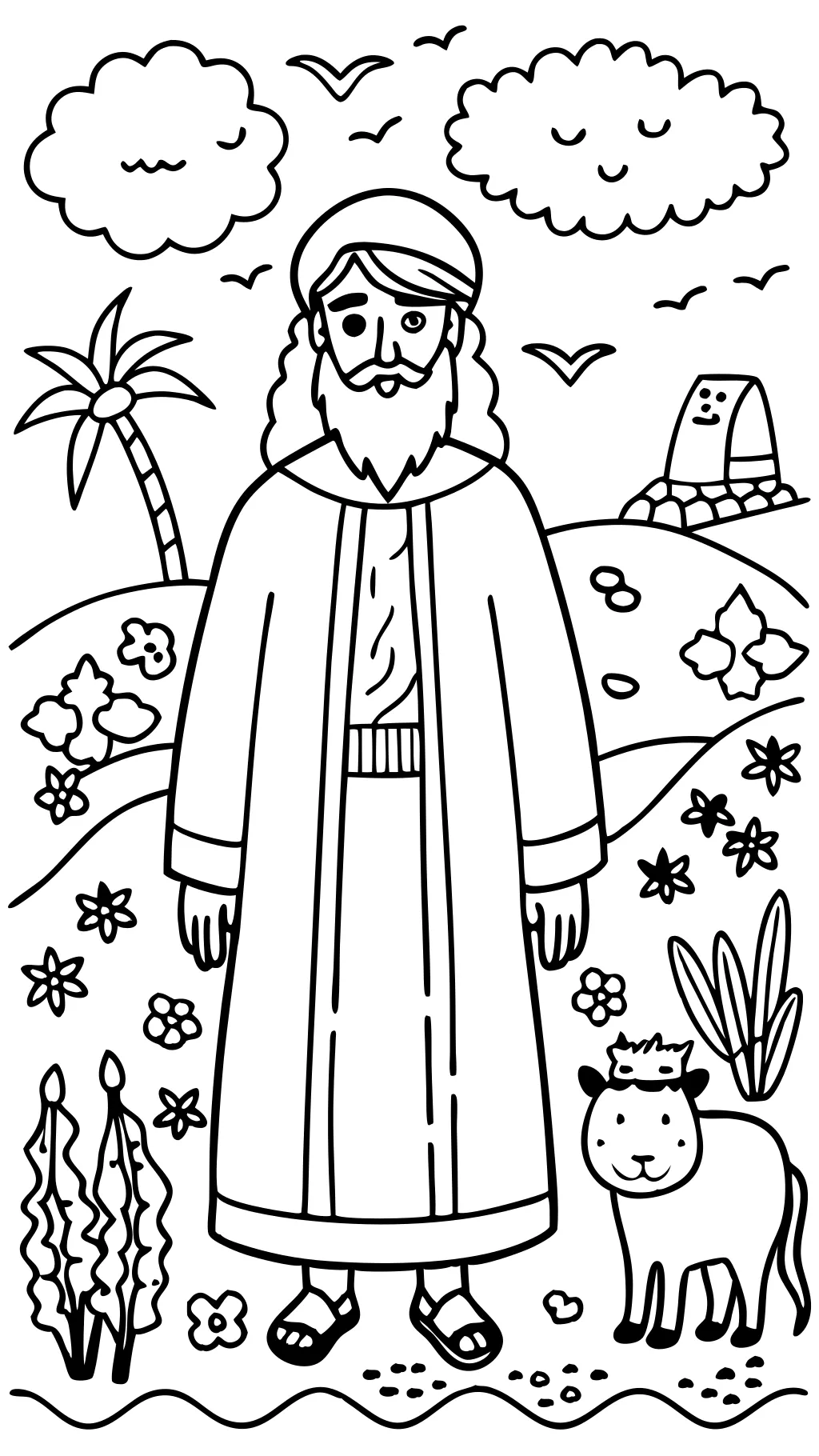 Joseph et manteau de plusieurs couleurs coloriage